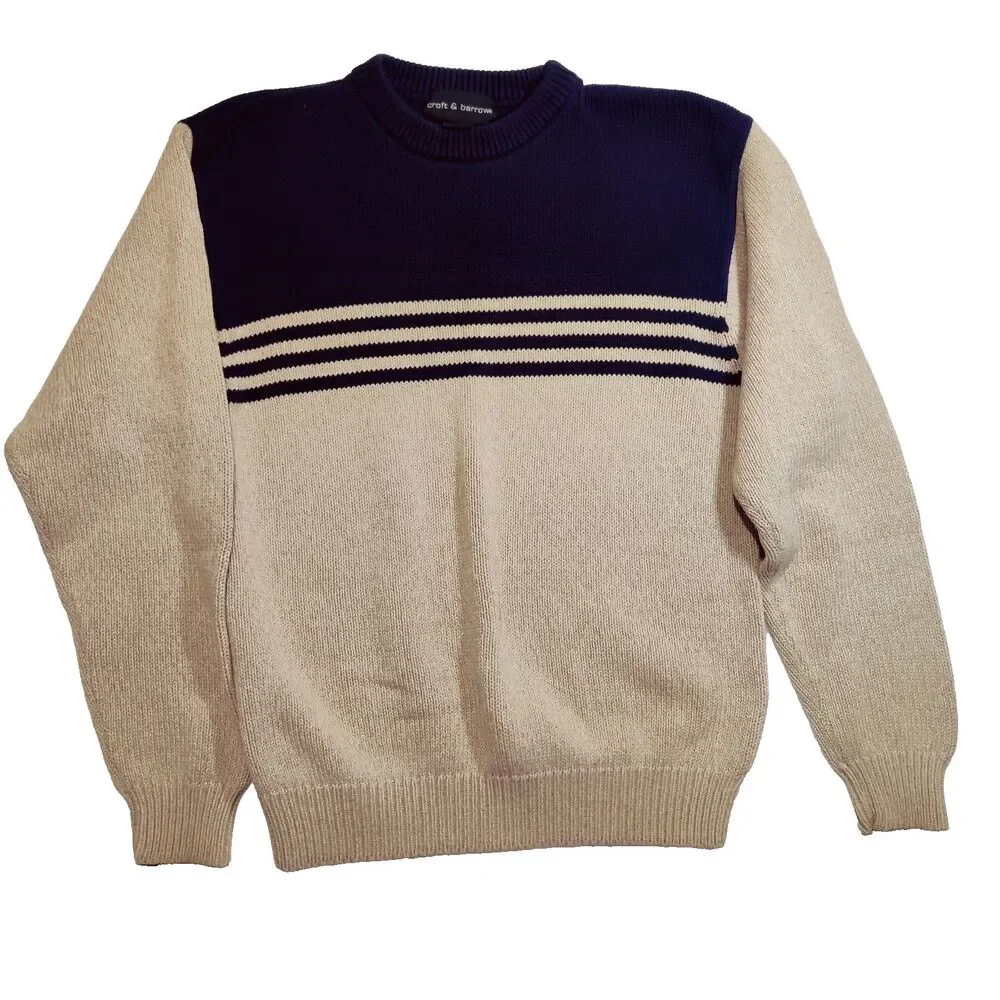 Vintage 90's Croft & Barrow 100% Cotton Knit Band Sweater Size S Long Sleeve